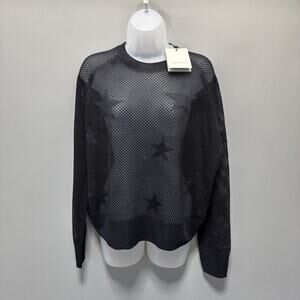 NWT AllSaints Seraph Star Mesh Sweater black Sz M Metallic Open Knit Retail 168